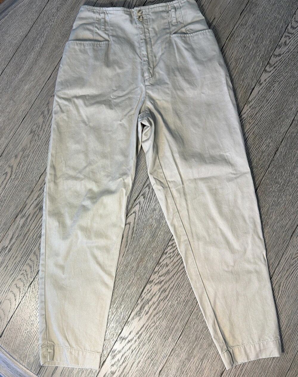 Vintage Eddie Bauer High Waist Tan Khaki Slim Fit Women's Pant Size 6P